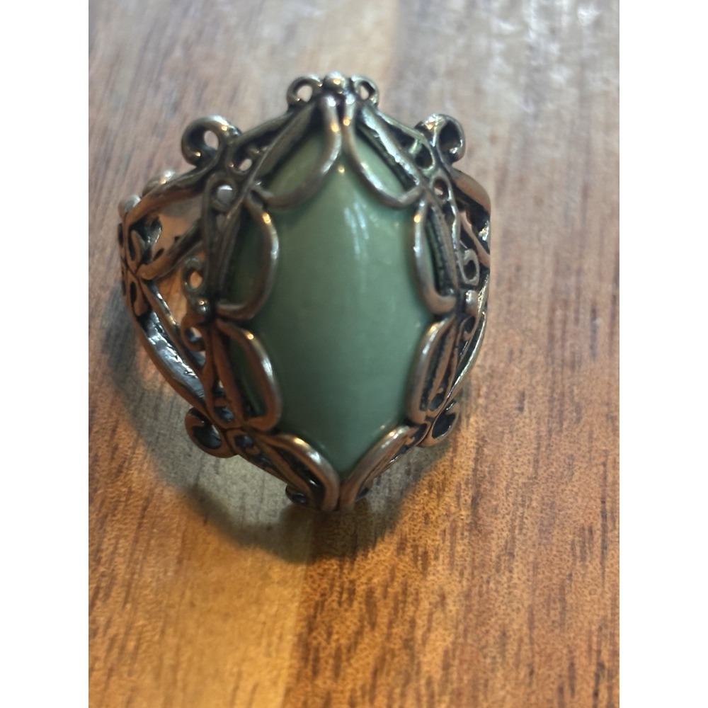 Carolyn Pollack Relios Sterling Silver Green Variscite Wide Band Ring size 10